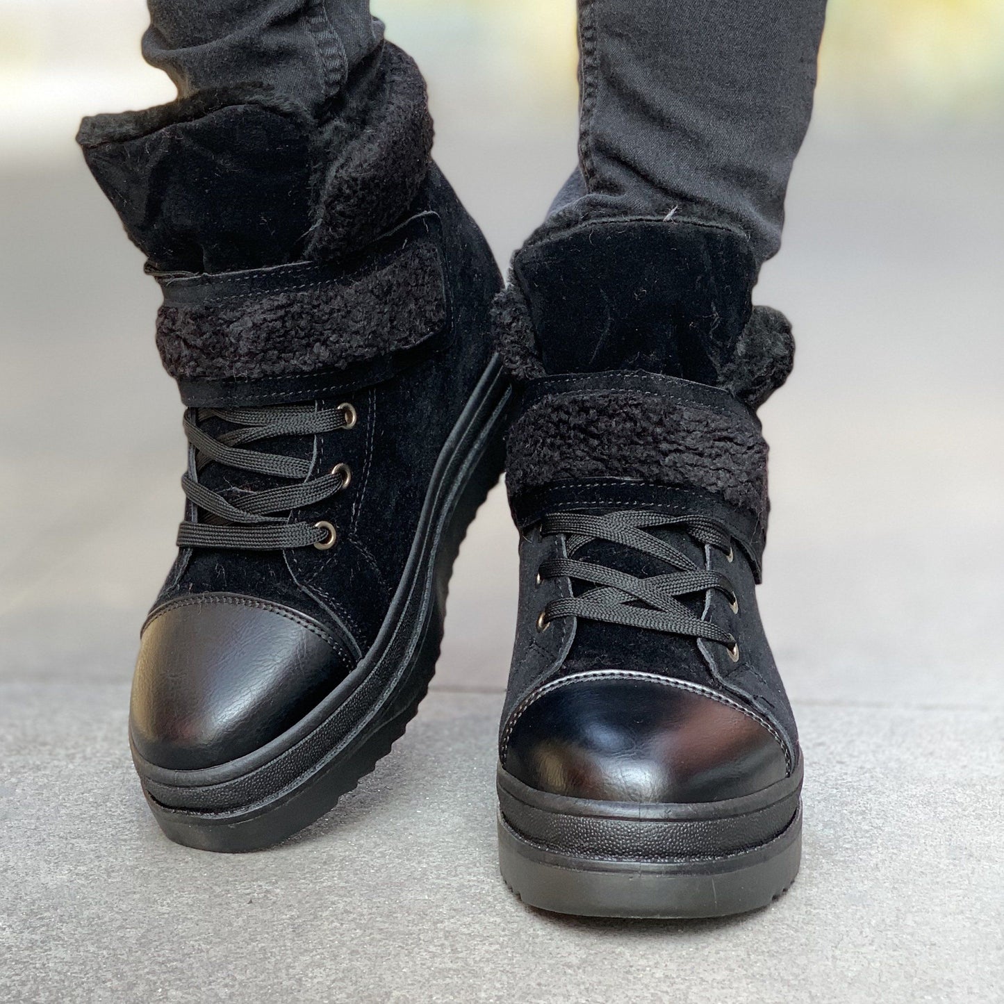 Черни дамски боти на платформа - Remy - Black