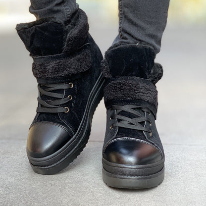 Черни дамски боти на платформа - Remy - Black