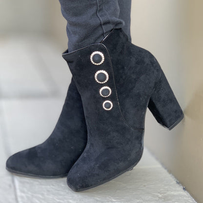 Черни дамски боти на ток -  Maria - Black