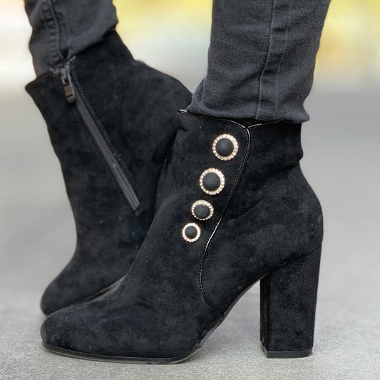 Черни дамски боти на ток -  Maria - Black