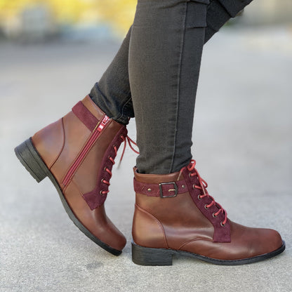 Дамски боти в цвят бордо - Ela - Wine