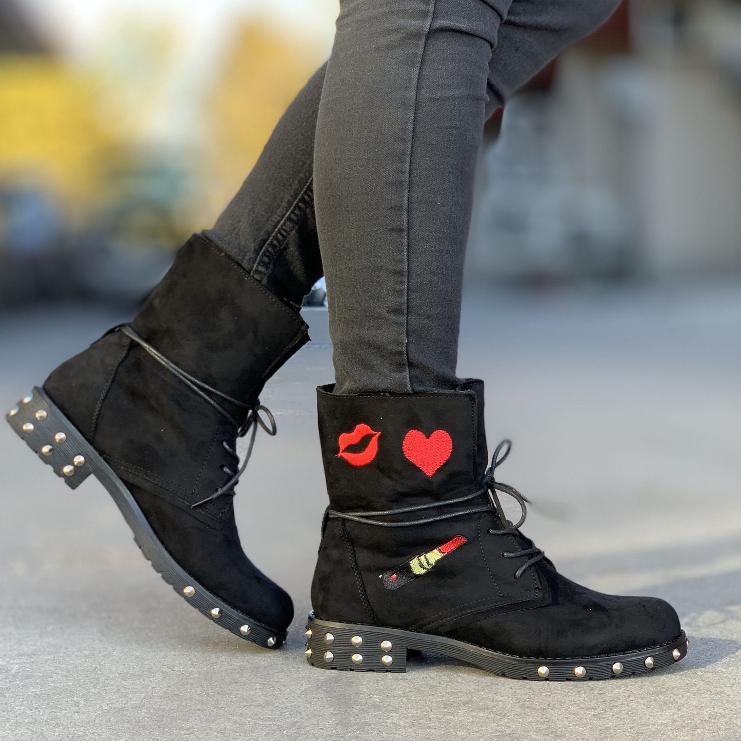 Дамски  черни боти - Ryella - Black