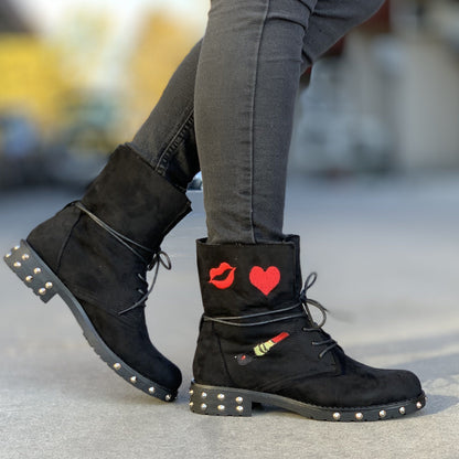 Дамски  черни боти - Ryella - Black