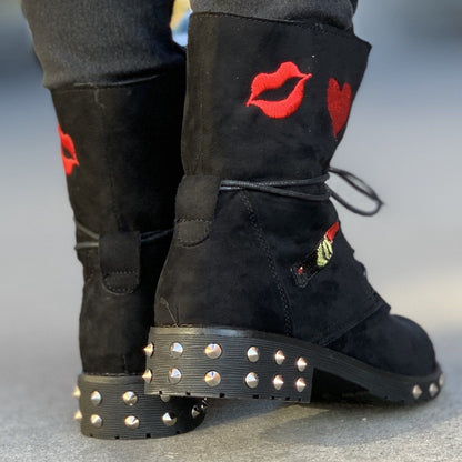 Дамски  черни боти - Ryella - Black