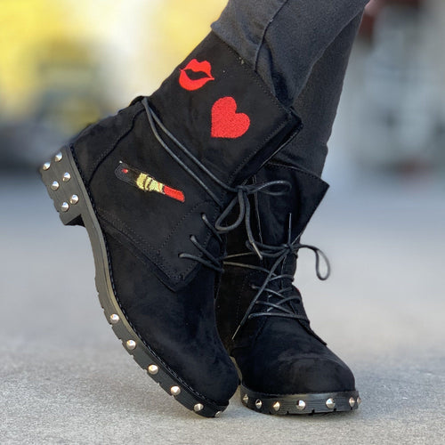 Дамски  черни боти - Ryella - Black