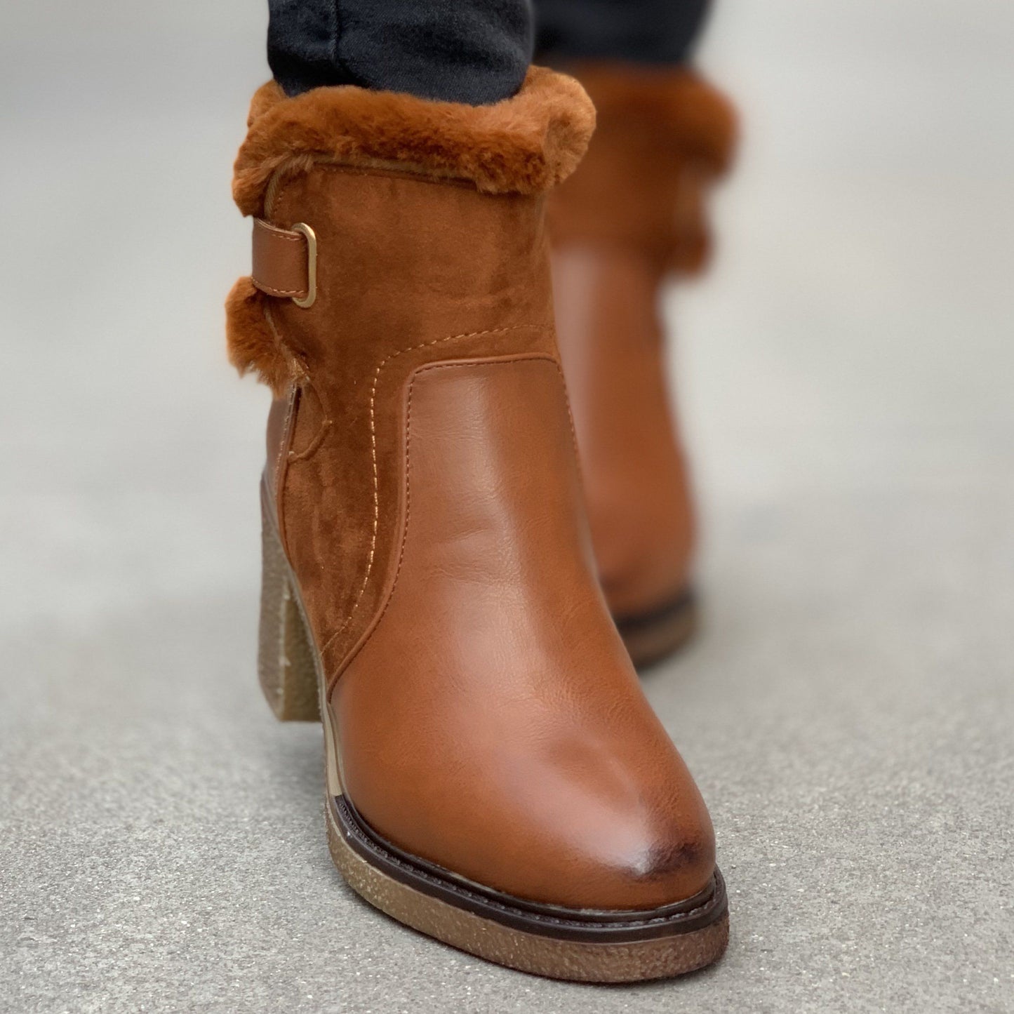 Дамски кафяви боти - Lian - Camel