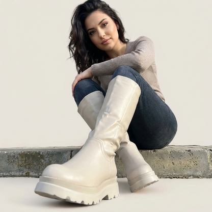 Дамски бежови ботуши - Venera  - Beige