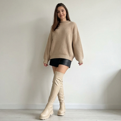 Дамски бежови чизми- Selenay - Beige