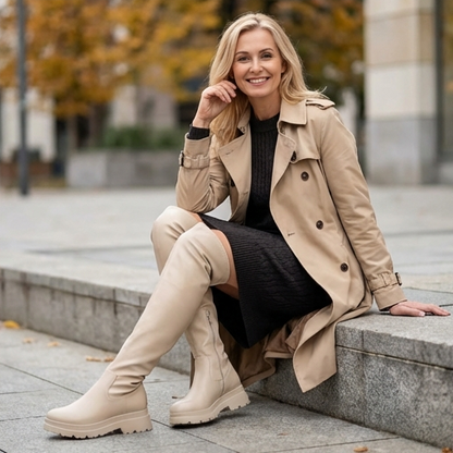 Дамски бежови чизми- Selenay - Beige