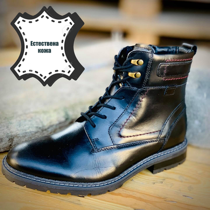 Черни мъжкки боти Amadeo - Black - естествена кожа