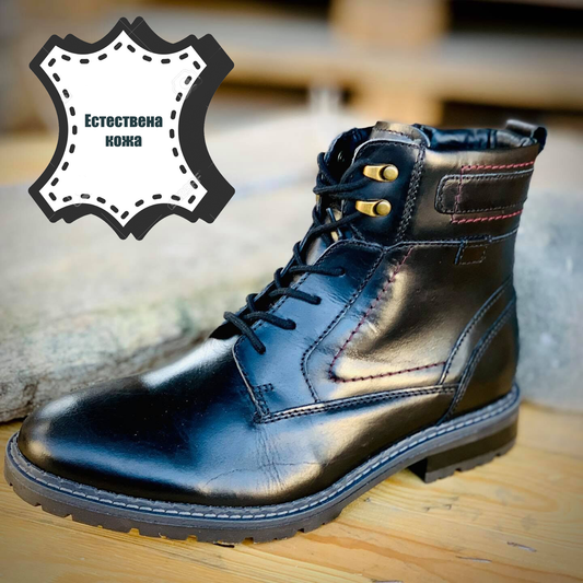 Черни мъжкки боти Amadeo - Black - естествена кожа