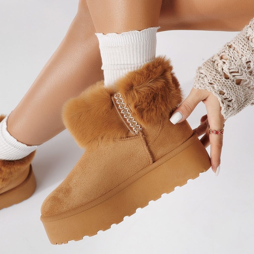 Дамски апрески от ЕКО велур - Bebe - Camel