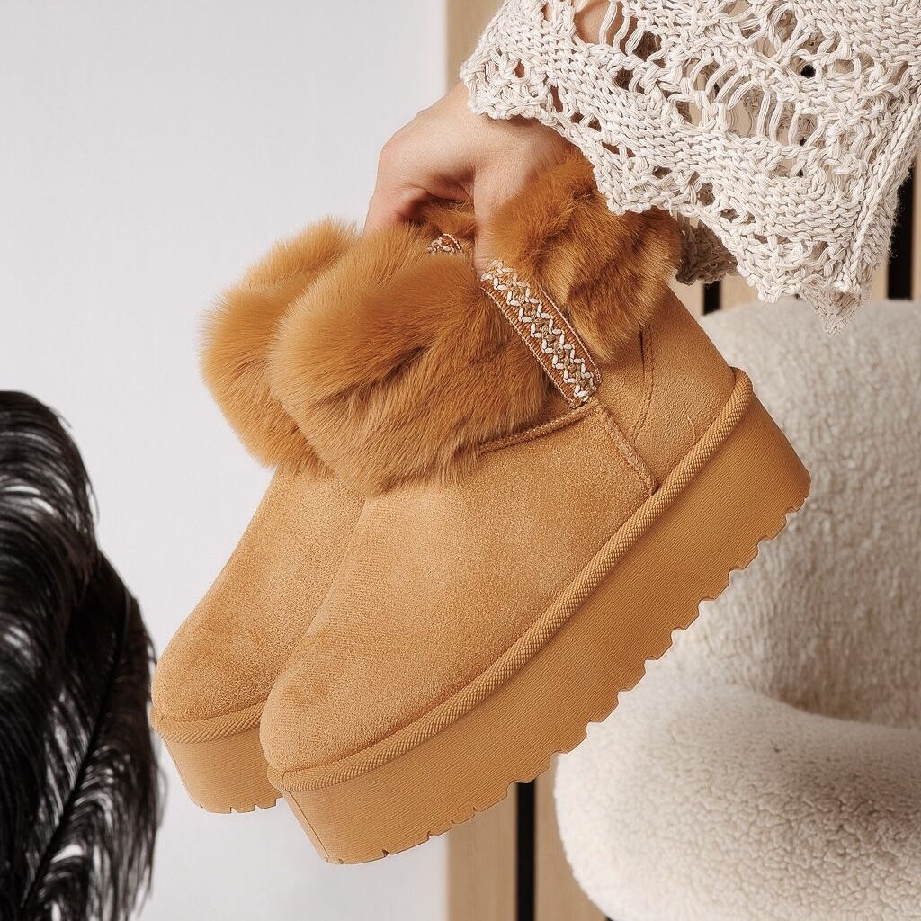 Дамски апрески от ЕКО велур - Bebe - Camel