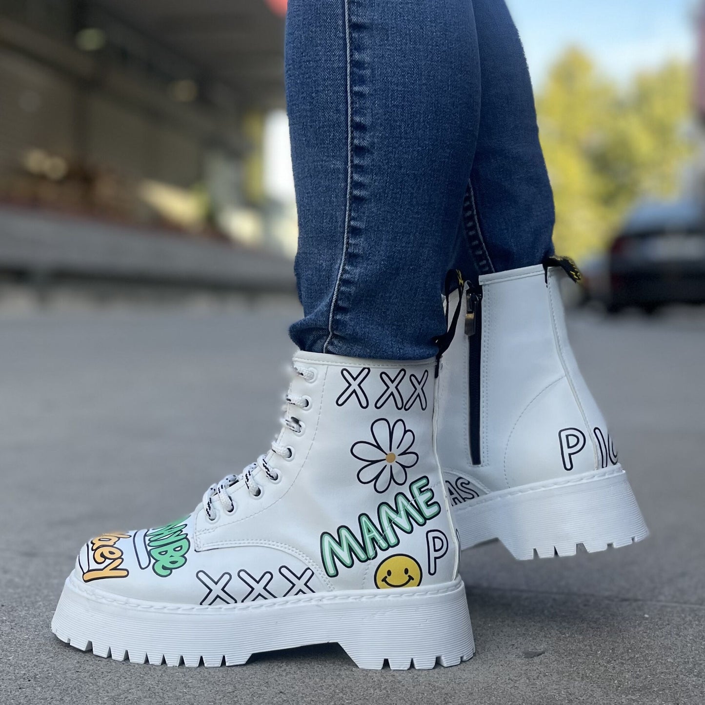 Дамски бели боти - Adsila - White