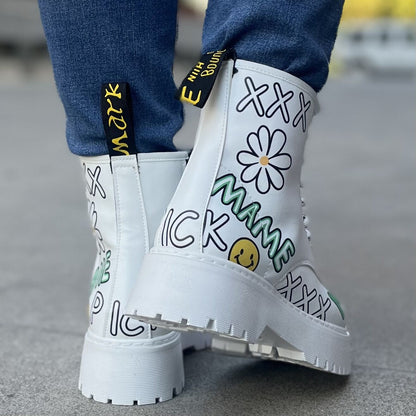 Дамски бели боти - Adsila - White