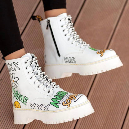 Дамски бели боти - Adsila - White