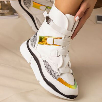 Дамски бели боти - Auren - White - Silver