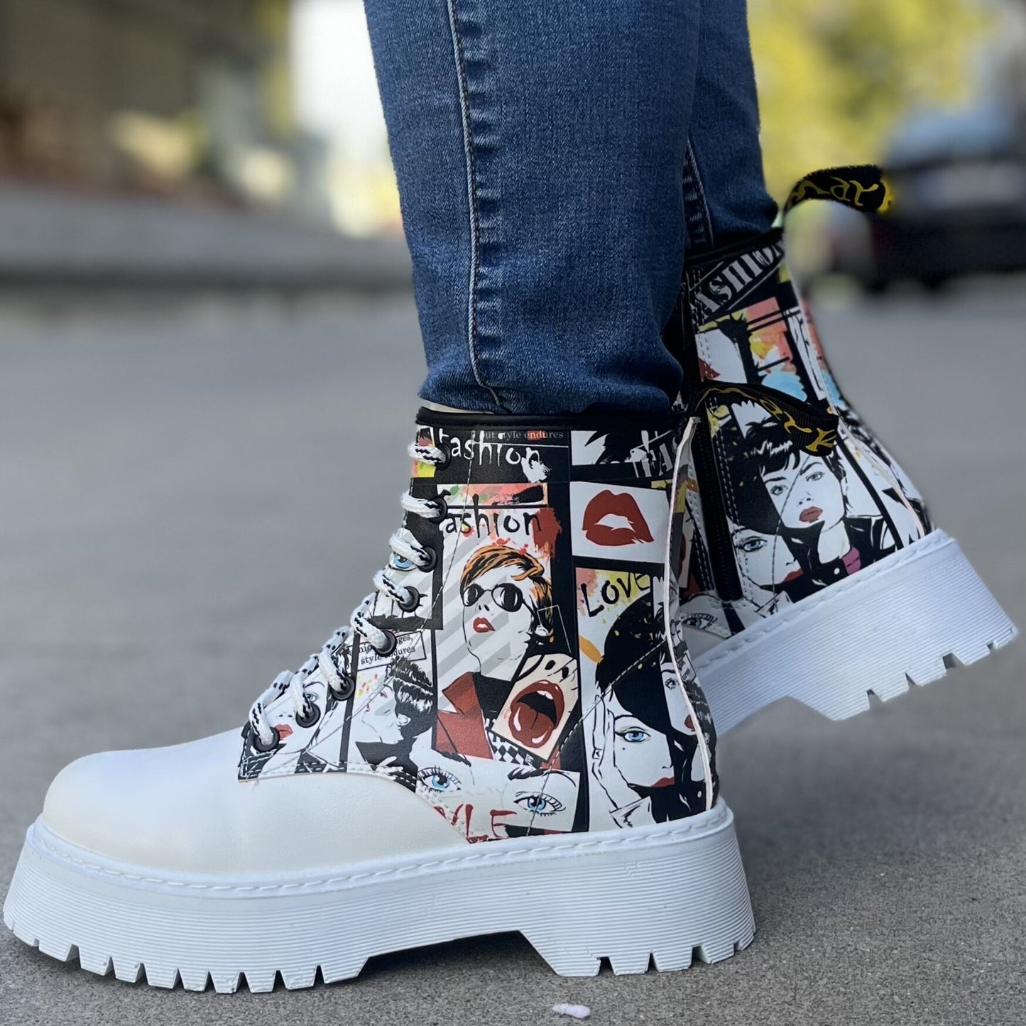 Дамски бели боти - Faces - White