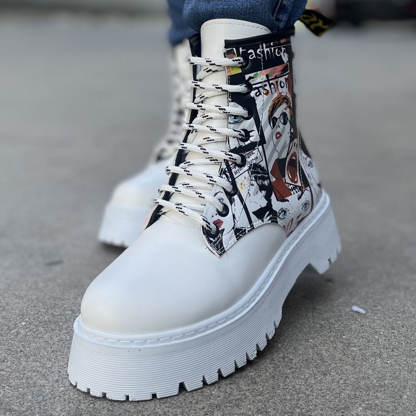 Дамски бели боти - Faces - White