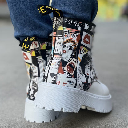 Дамски бели боти - Faces - White