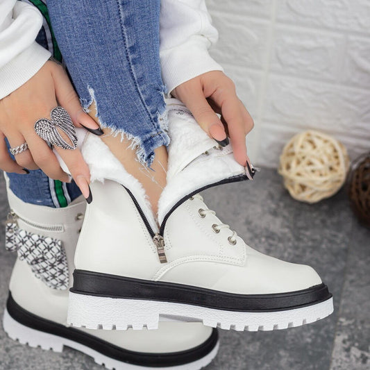 Дамски бели боти - Kimberly - White