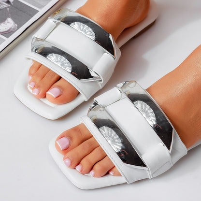 Дамски бели чехли - Sally - White