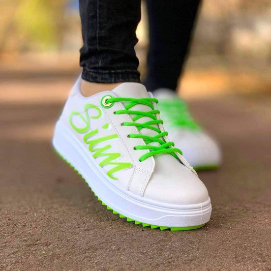 Дамски бели кецове - Amberlin - White - Green