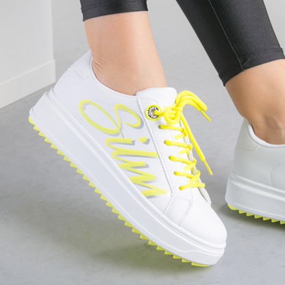 Дамски бели кецове - Amberlin - White - Yellow