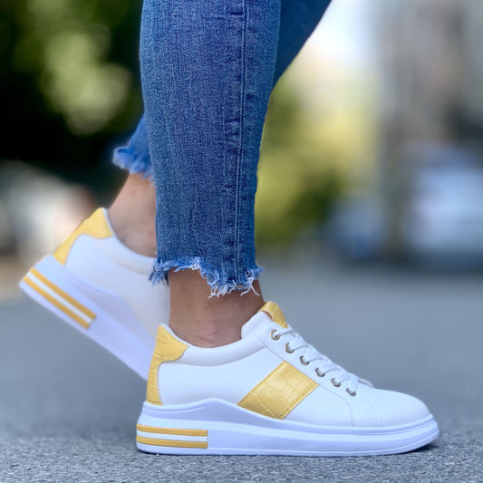 Дамски бели кецове Maura - Yellow