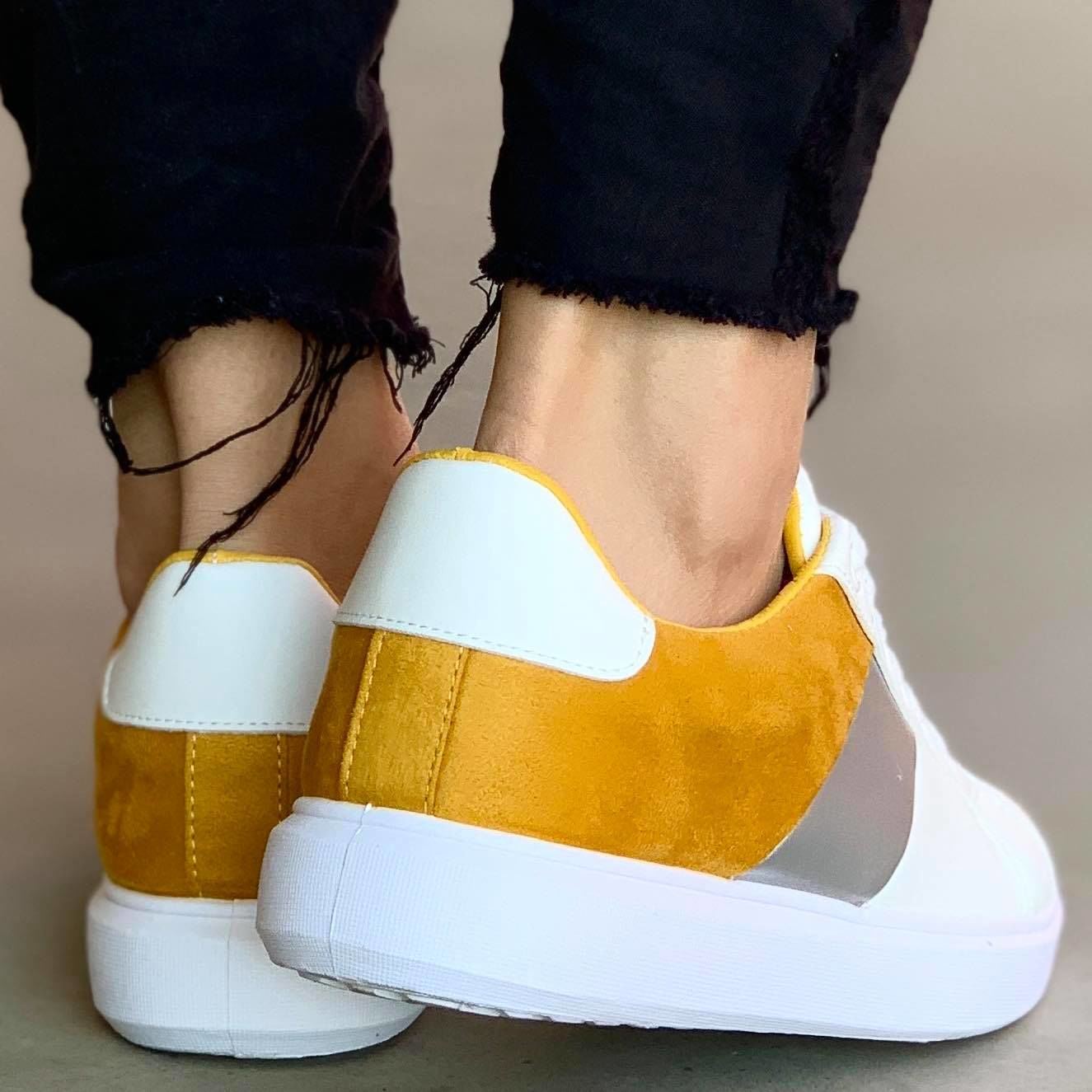 Дамски бели кецове  - Whitney - Yellow