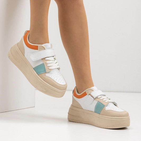 Дамски бели маратонки - Barbara - White - Blue