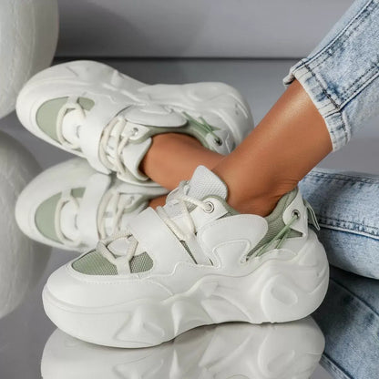 Дамски бели маратонки - Leslie - White - Green