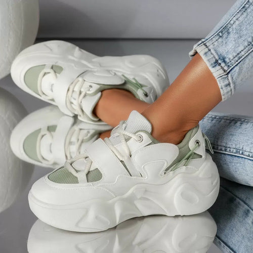 Дамски бели маратонки - Leslie - White - Green