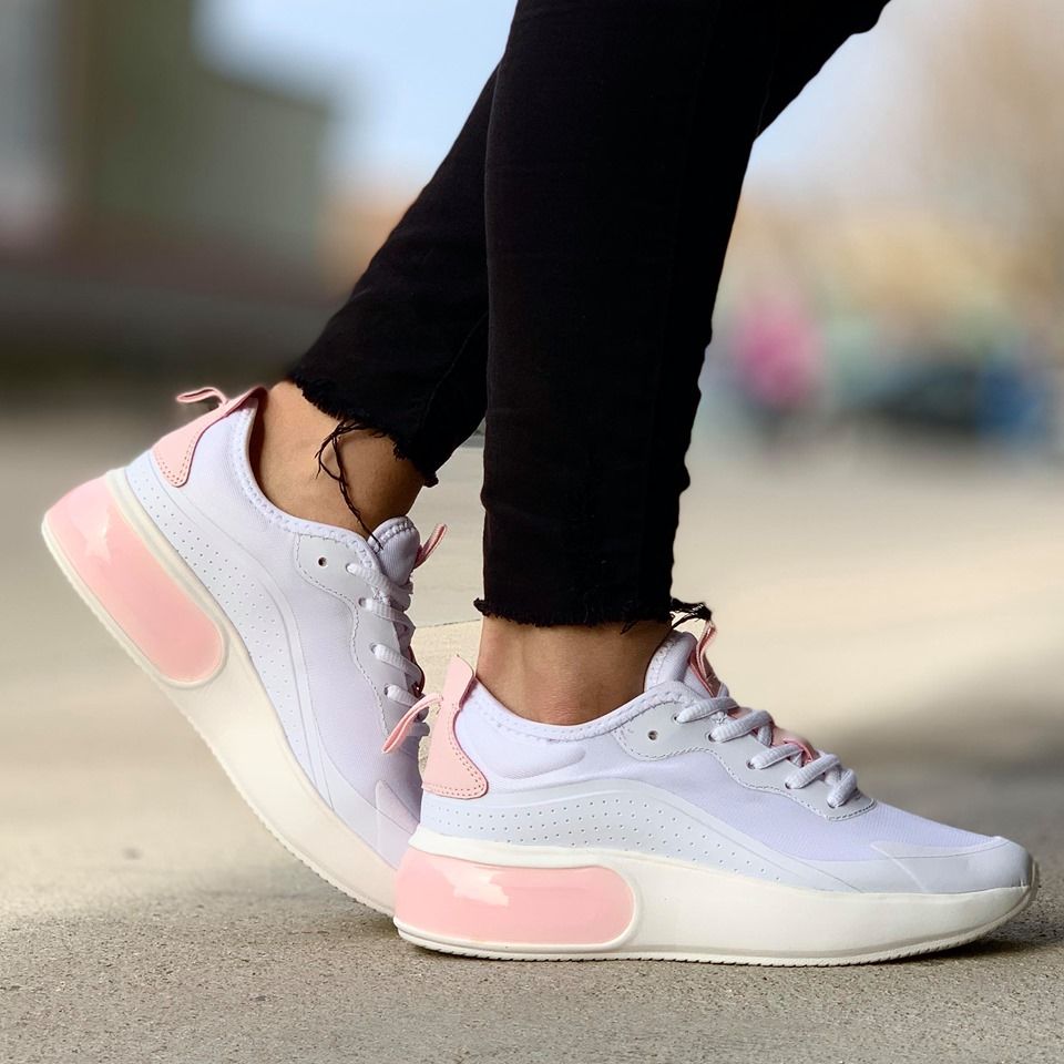 Дамски бели маратонки - Megan - White - Pink