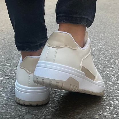 Дамски бели маратонки - Mishel - White - Beige