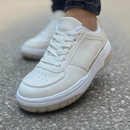 Дамски бели маратонки - Mishel - White - Beige
