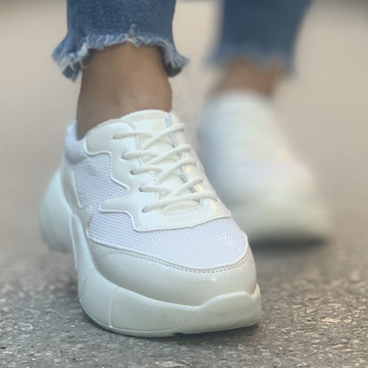 Дамски бели маратонки с пайети - Lena - White