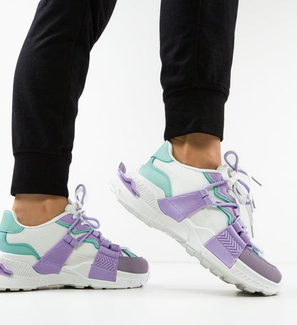 Дамски бели маратонки - Tracy - White - Purple