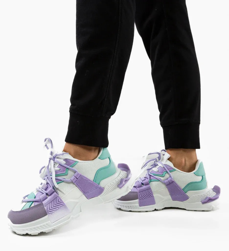 Дамски бели маратонки - Tracy - White - Purple