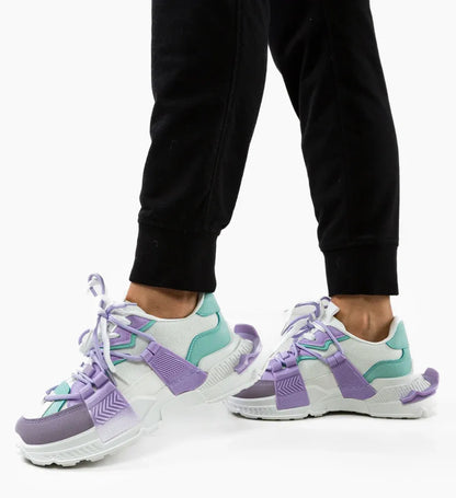 Дамски бели маратонки - Tracy - White - Purple