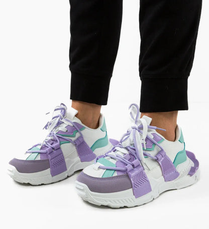 Дамски бели маратонки - Tracy - White - Purple