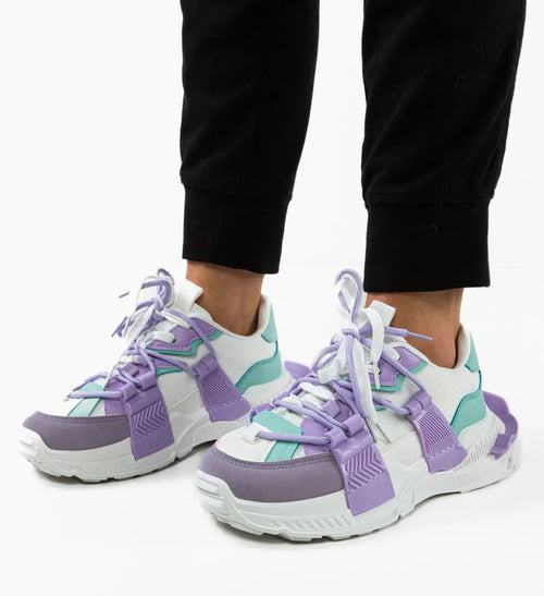 Дамски бели маратонки - Tracy - White - Purple