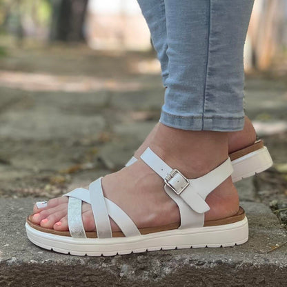 Дамски бели сандали - Aleshanee - White