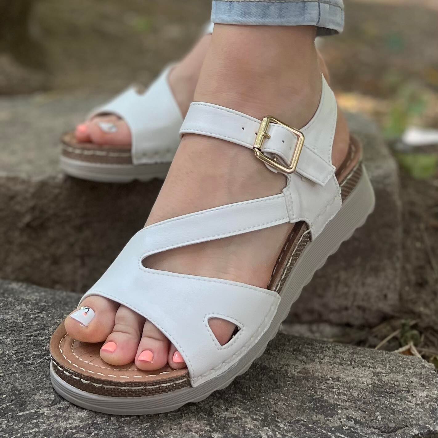 Дамски бели сандали - Kristen - White