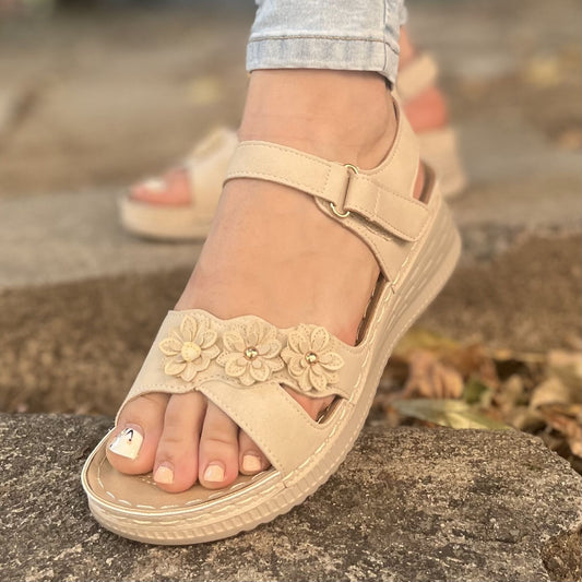 Дамски бежови сандали - Jaklina  - Beige