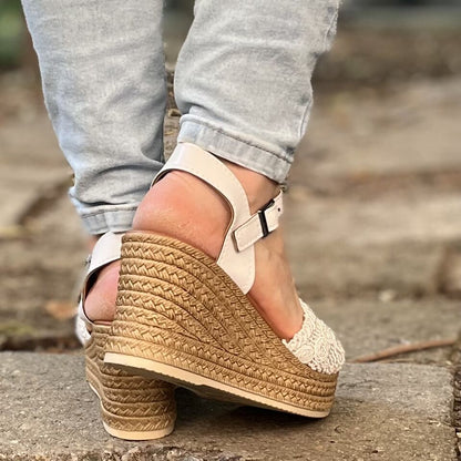 Дамски бели сандали на платформа - Alice - White