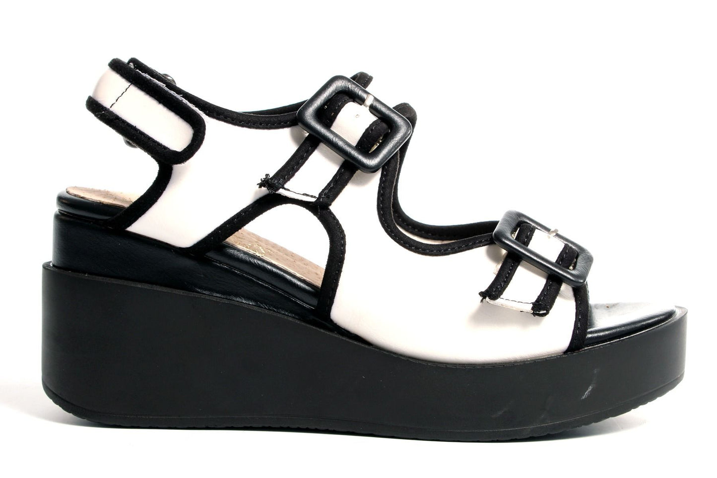 Дамски бели сандали с висока подметка - Alina - White