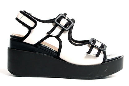 Дамски бели сандали с висока подметка - Alina - White