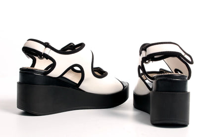 Дамски бели сандали с висока подметка - Alina - White