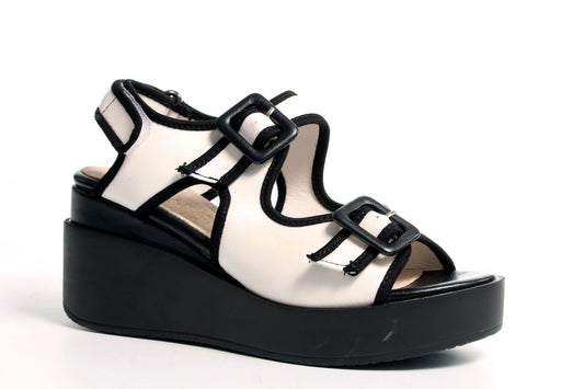 Дамски бели сандали с висока подметка - Alina - White